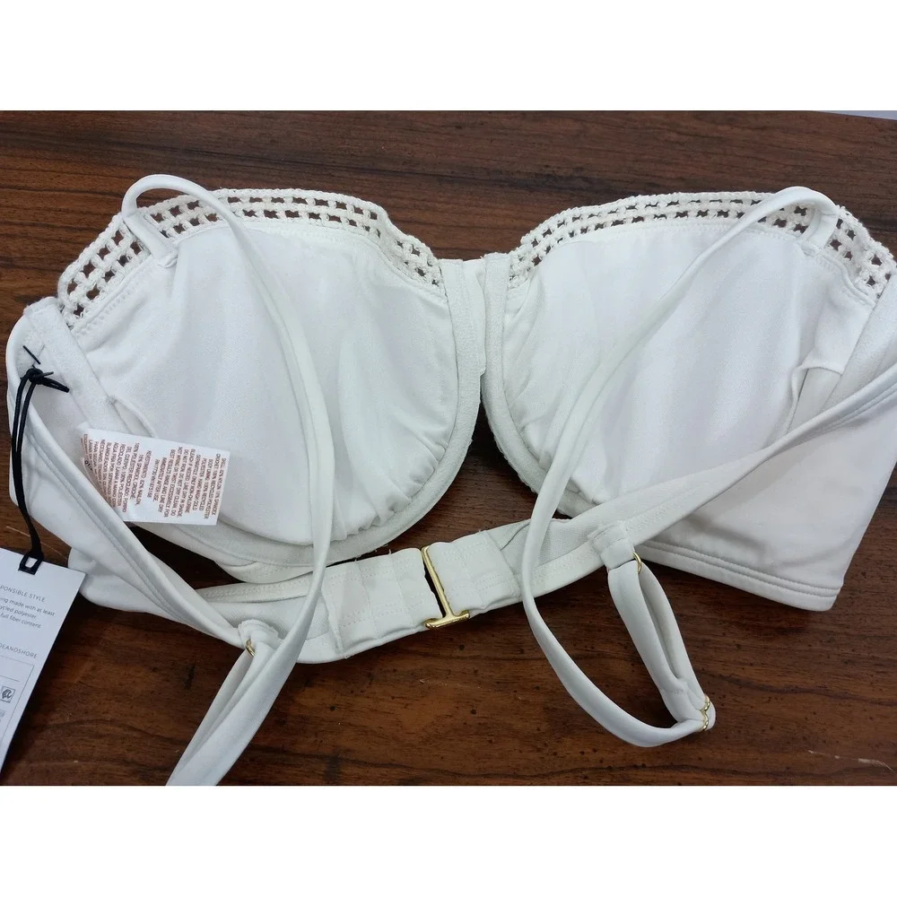 nwt Shade and shore 36D white‎ crochet beach bikini top vacation travel